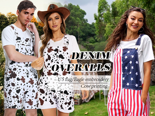 Cozy cute couple American Flag Suspenders & Couple cow Print suspenders