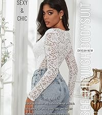 white lace bodysuit women long sleeve shirts sexy v neck tops 2023 going out tops wedding bodysuit