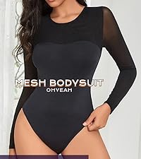 womesn tops black mesh bodysuit long sleeve sheer t shirts fall tops for women 2023 trendy