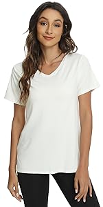 WiWi Viscose from Bamboo Pajama Tops for Women Soft Short Sleeve Tee Sleep Shirts