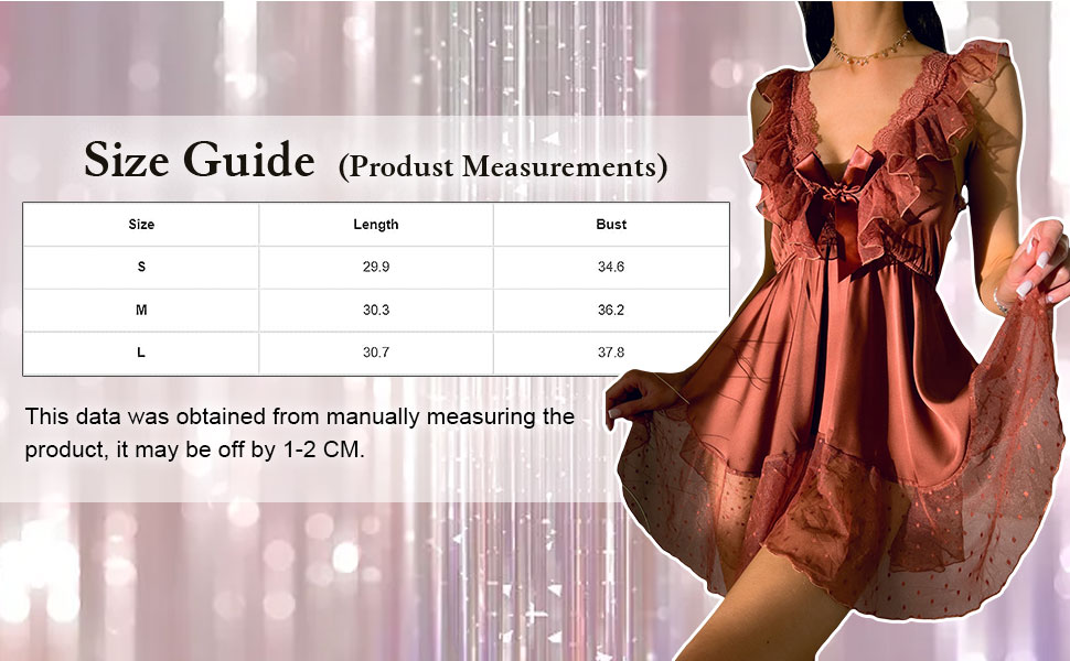 Milumia Women''s Satin Contrast Lace Ruffle Trim Nightgown Lingerie Dress Sleepwear