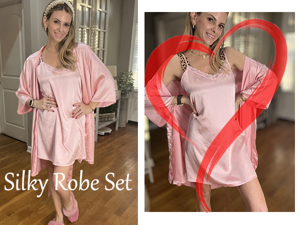 satin robe set