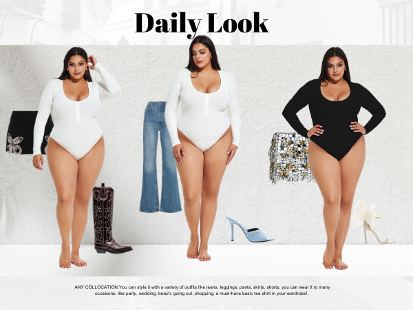 plus size long sleeve bodysuit