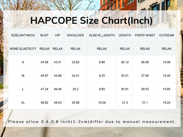 HAPCOPE Size Chart