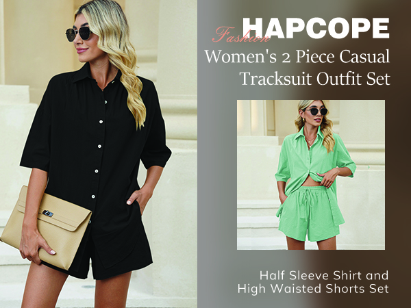 HAPCOPE Women''s 2 Piece Casual Tracksuit Outfit Set