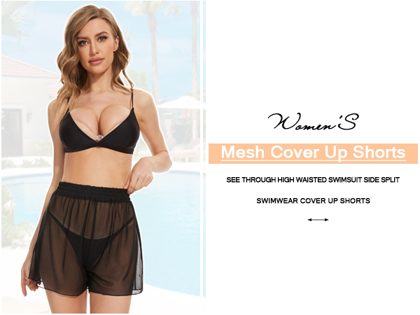 women mesh cover up shorts