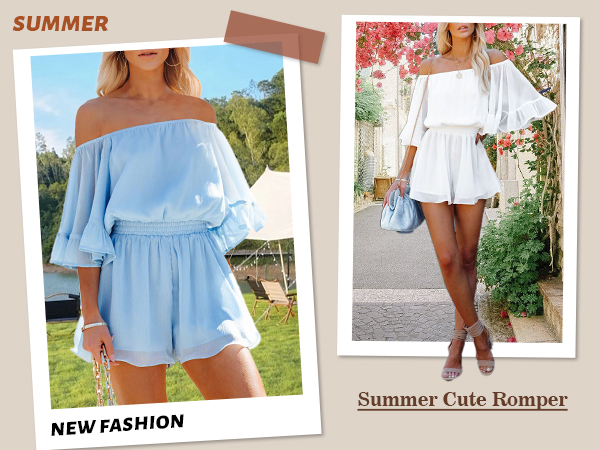 Off The Shoulder Shorts Summer Rompers