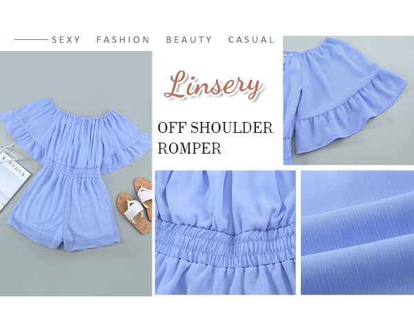 Off The Shoulder Shorts  Rompers