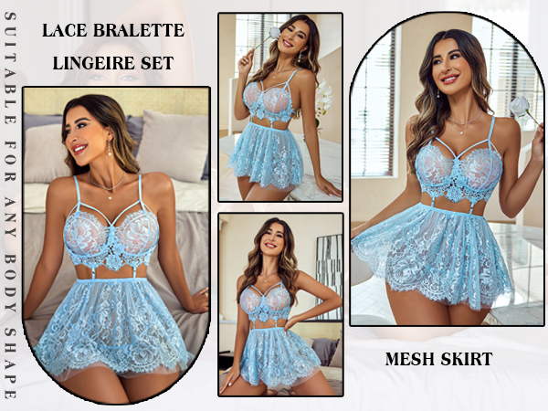 Blue lingerie for women