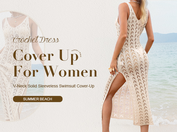 beach crochet cover up for women sleeveless swimsuit