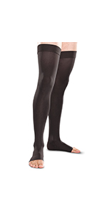 Therafirm Moderate Compression Open-Toe Thigh High Stockings