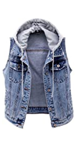 Detachable Hoodie Denim Vest