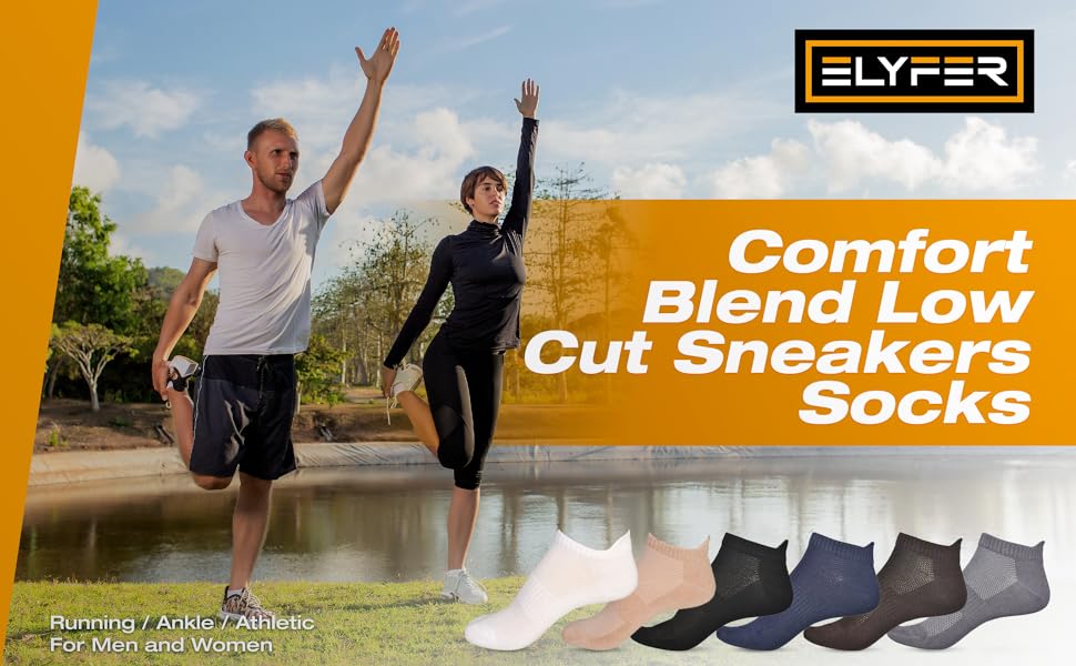 Elyfer Unisex Thin Bamboo Ankle Socks,Comfort Blend Low Cut Sneakers Socks