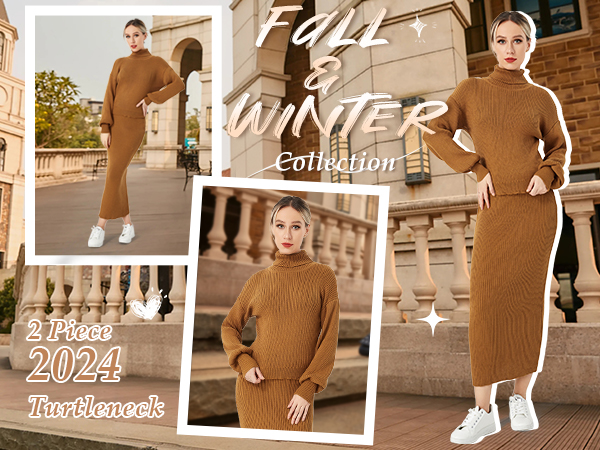 Brown Sweater Skirt Sets