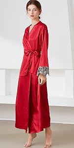 women satin robe kimono