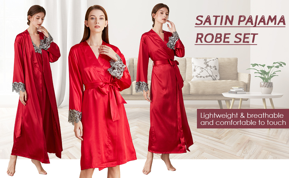 Women Satin Bathrobe