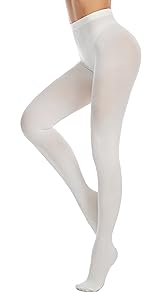 80 Den white tights for women