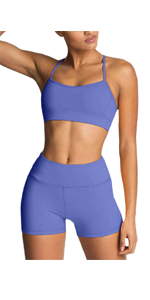 2 piece workout set for women gym sets sport bra and biker shorts set