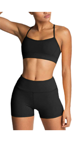 2 piece workout set for women gym sets sport bra and biker shorts set