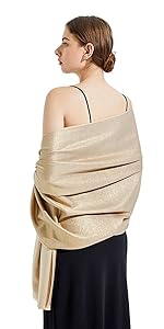 Metallic evening shawls for party dresses