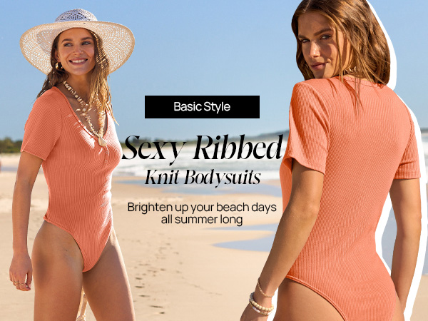 Women''s Ribbed Slim Fit Bodysuits