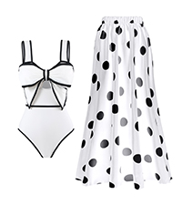 Polka Dots Swimsuit with Skirt