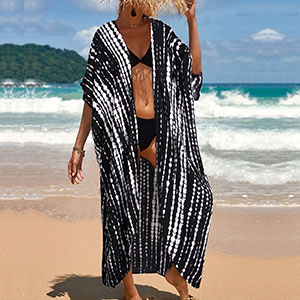 Womens Summer Boho Print Chiffon Kimono Beach Cover up Cardigans Bikini Swimwear