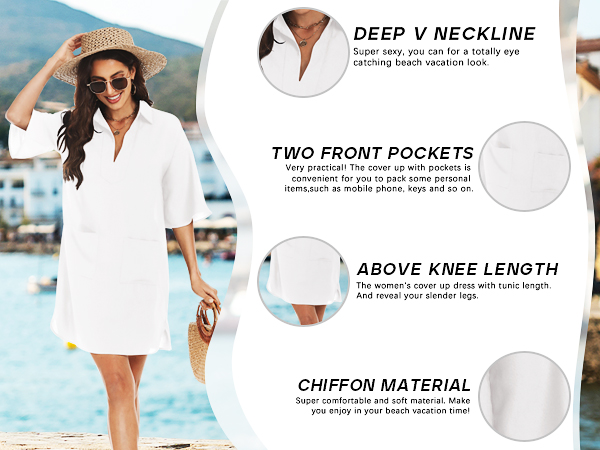 White Cover Ups For Swimwear Women Boho Beach Swim Cover Up Dress