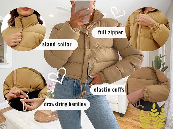 Womens Winter Cropped Puffer Jacket