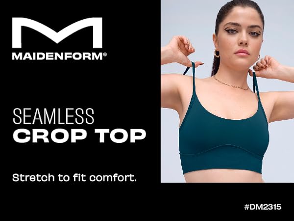 Maidenform M Seamless Crop Top, DM2315, Stretch to Fit Comfort, M by Maidenform Crop Top Bra