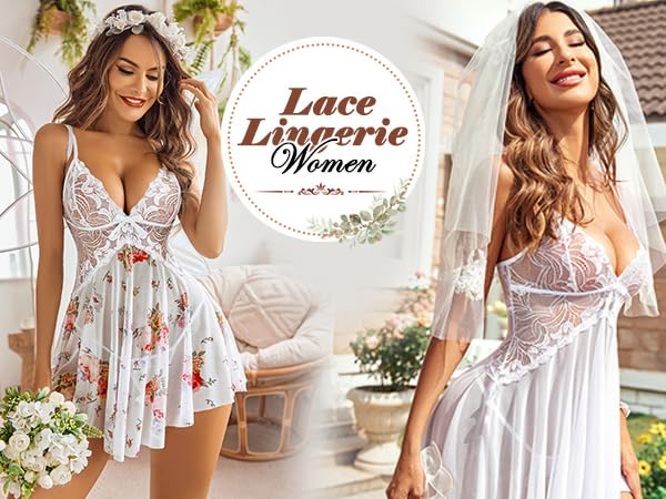 floral lace babydoll for women