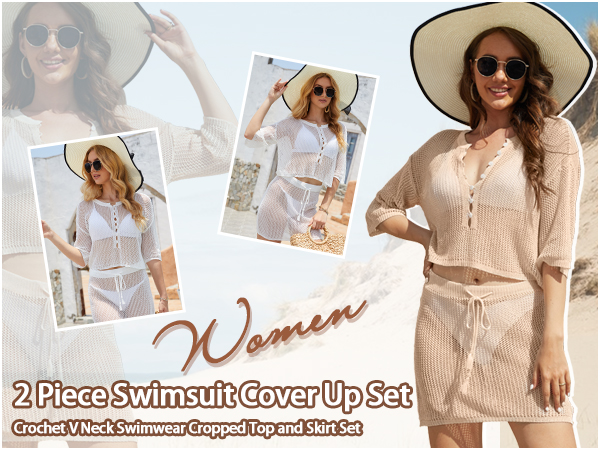 2 piece crochet swimsuit cover up set