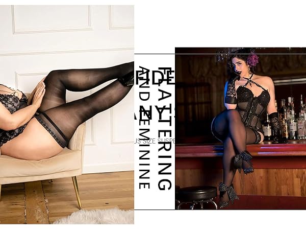 plus size thigh high stockings