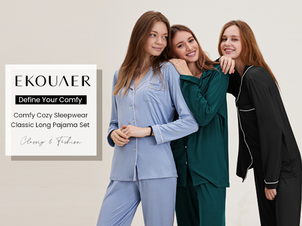 Ekouaer pajamas for women comfy soft long sleeve