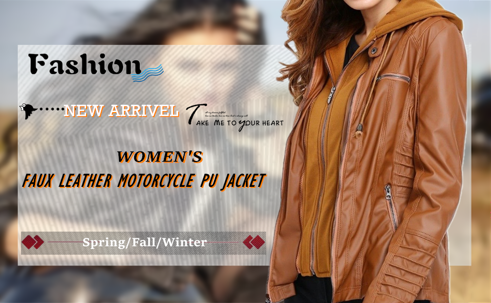 Newbestyle Womens Hooded Faux Leather Moto Biker Short Jacket Quilted Zip Up Coats