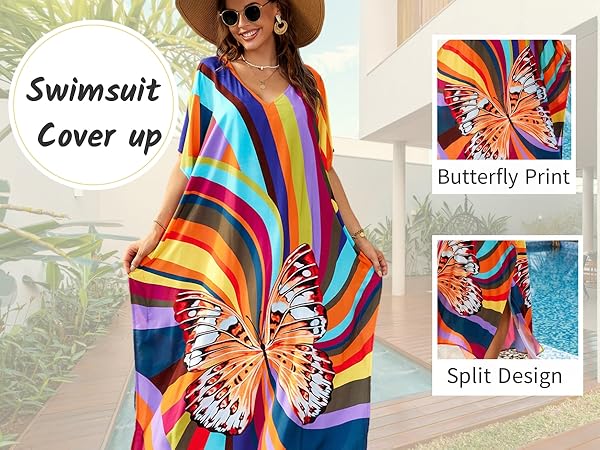 Swimsuit Coverup for Women Caftan Loungewear Elegant Maxi Dress Summer Casual Beachwear