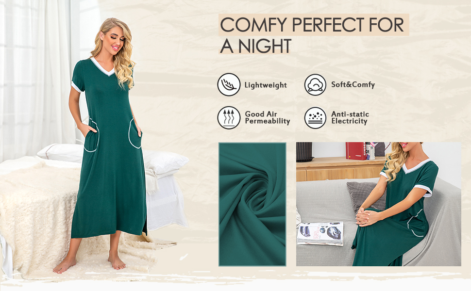 womens soft comfy satin silky sleepshirts bamboo nightgowns