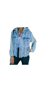 women hooded denim jacket