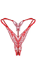 B0CBVJGXZP Lace Butterfly Open Crotch G String Panty