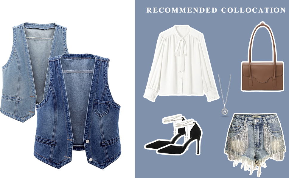 Denim vest for women