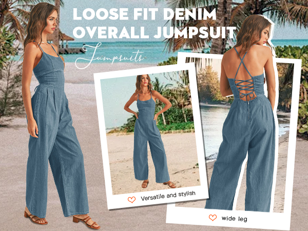  Backless Denim Jumpsuits