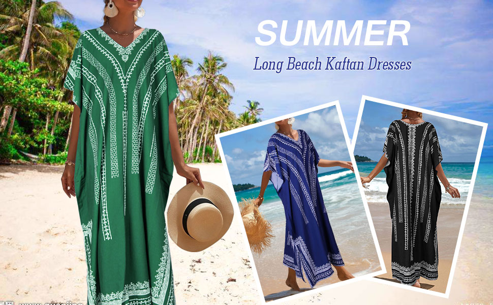 Women Beachwear Turkish Kaftans Long Swimsuit Cover up Caftan Beach Dress