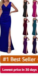 Women Sleeveless V Neck Split Evening Cocktail Long Dress Twist Formal Party Prom Dresses