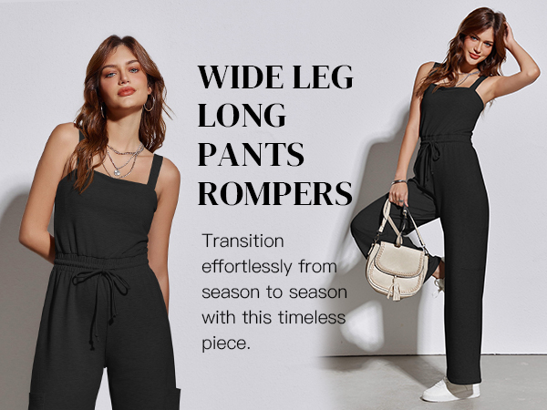 Wide Leg Long Pants Rompers