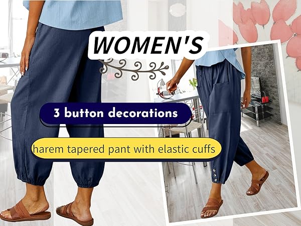 Summer Cotton Linen Capri Pants