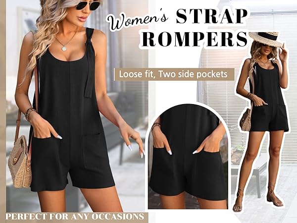 Women''s Black Summer Romper