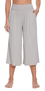 WiWi Women&#39;s Wide Leg Capri Pants Viscose from Bamboo Palazzo Lounge Bottoms