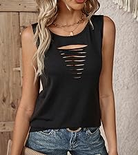 women black ripped tank tops