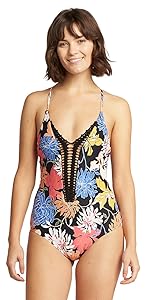 One piece swimsuit pattern prints multi color