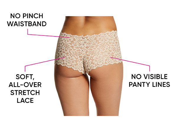 Maidenform lace panties, no pinch waistband, soft stretch lace all over, no visible panty lines